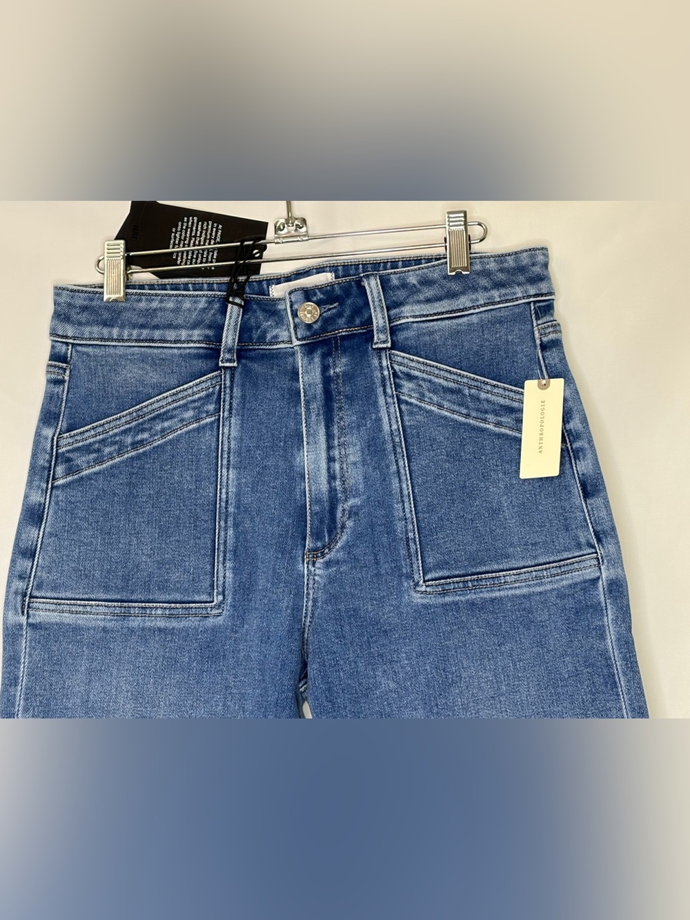 NWT PAIGE Anessa Quincy Pocket Raw Hem Wide Leg Jeans Veritas 29 - Picture 7 of 16